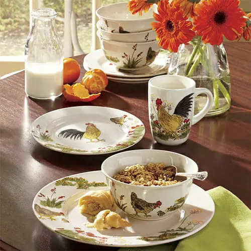 rooster dinnerware