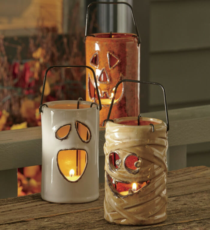 Light up a path with a set of Halloween luminaries. Set of 3 Halloween Lanterns