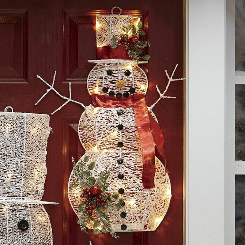 Snowman Lit Front Door Décor