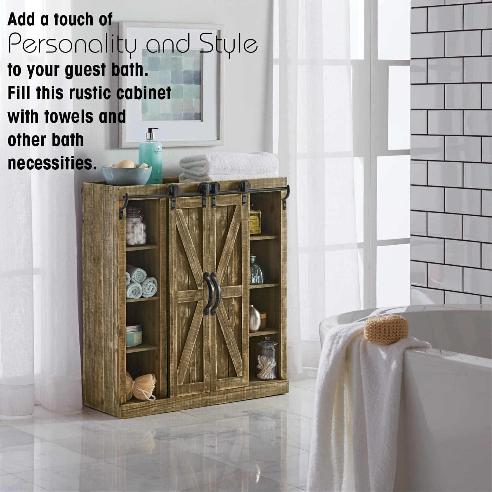 Add a touch of Personality and Style to your guest bath. Fill this rustic cabinet with towels and other bath necessities. Rustic Bathroom Cabinet