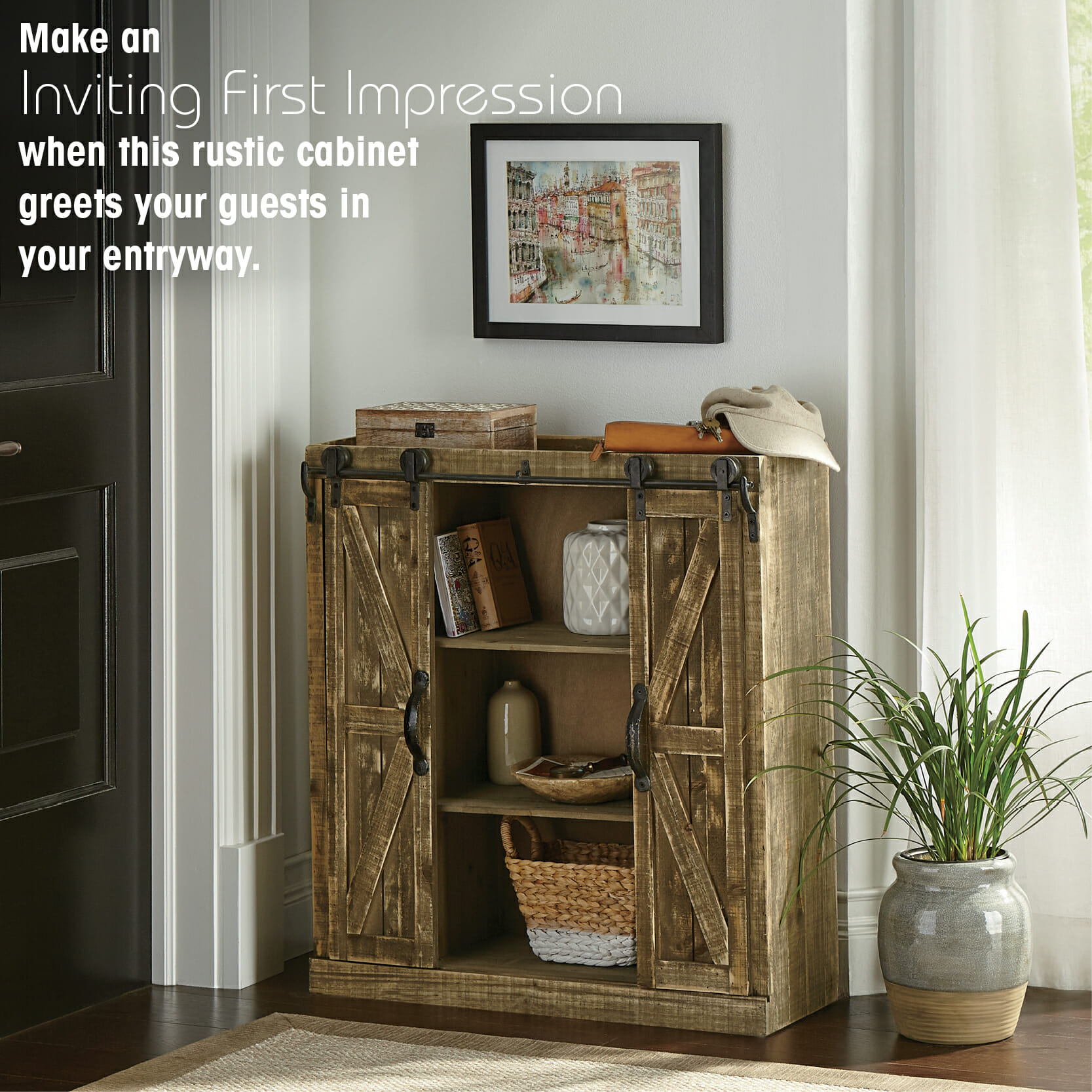 Add Style to Your Entryway with a Rustic Cabinet Rustic Entryway Cabinet