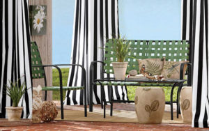 outdoor curtains and chairs