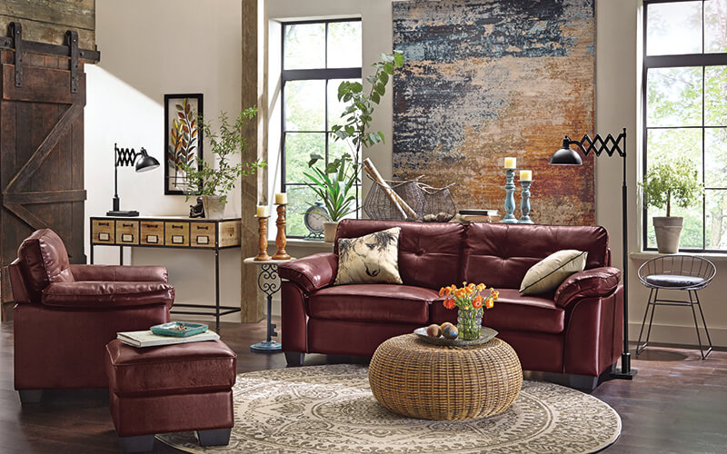 Living Room Decorating Ideas - Faux Leather Sofa
