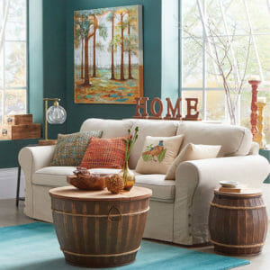 Fall Living Room Decorating Ideas - Barrel Tables