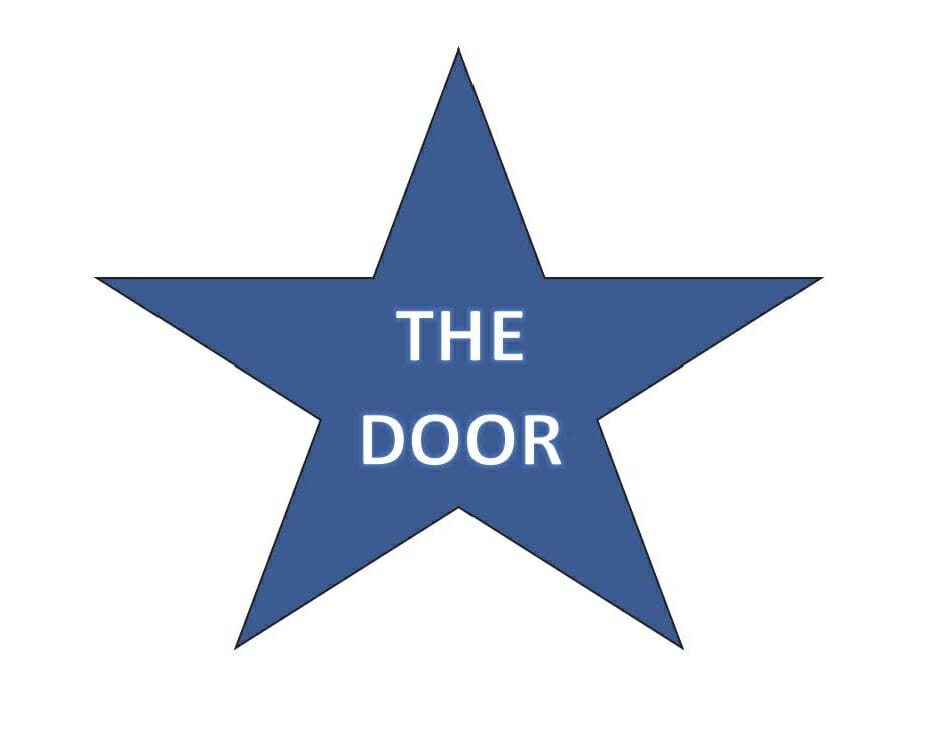 A country blue star with The Door written in white text.