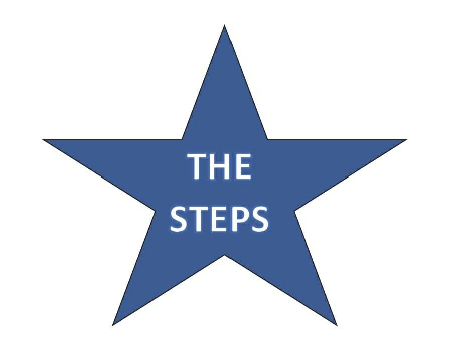 A country blue star with The Steps written in white text.