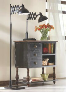 small cabinet and lamps