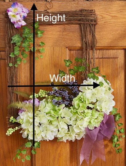 how to measure the height and width of a wreath