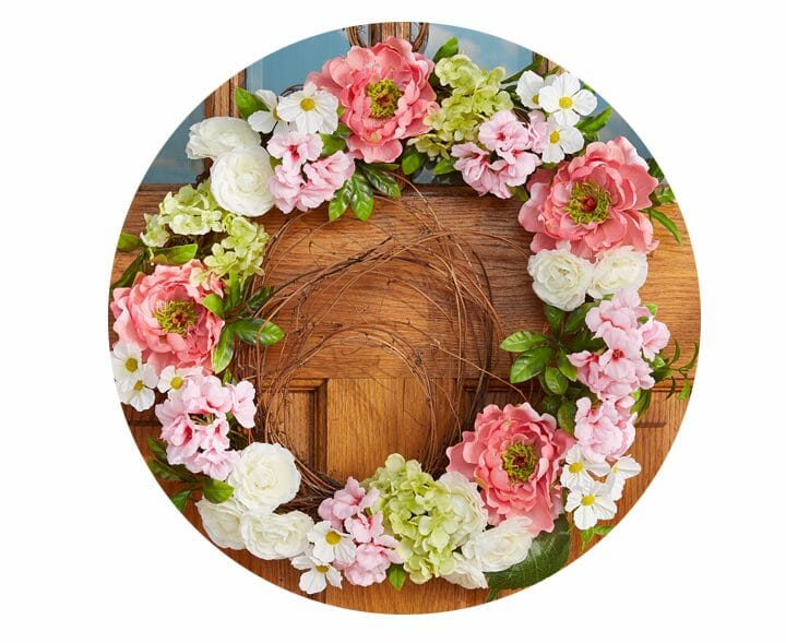 conventional ring wreath of color spring flowers