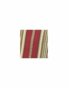 A fabric swatch in a burgundy, moss and tan stripe pattern.