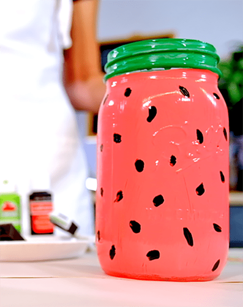 completed painted watermelon jar