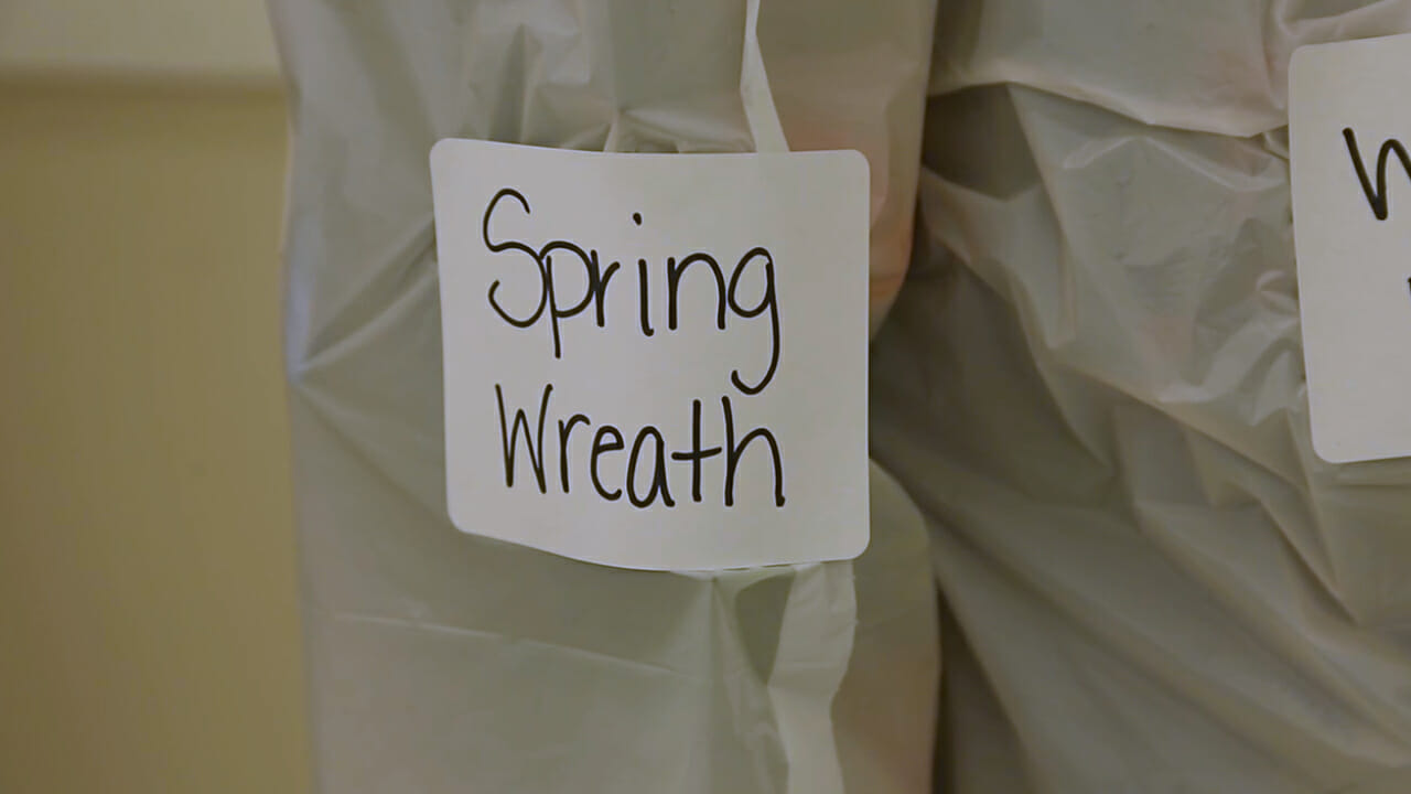 label that states Spring Wreath